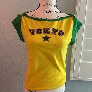 Yellow and Green Tokyo Women's Top